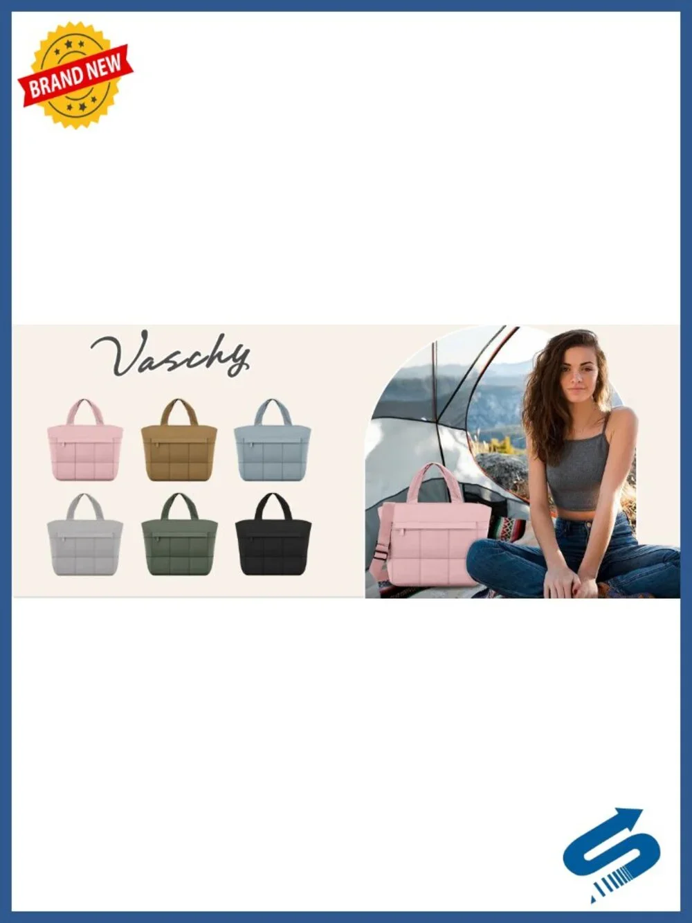 Women's Small Puffer Tote Bag, Lightweight Quilted Satchel Crossbody Handbag
